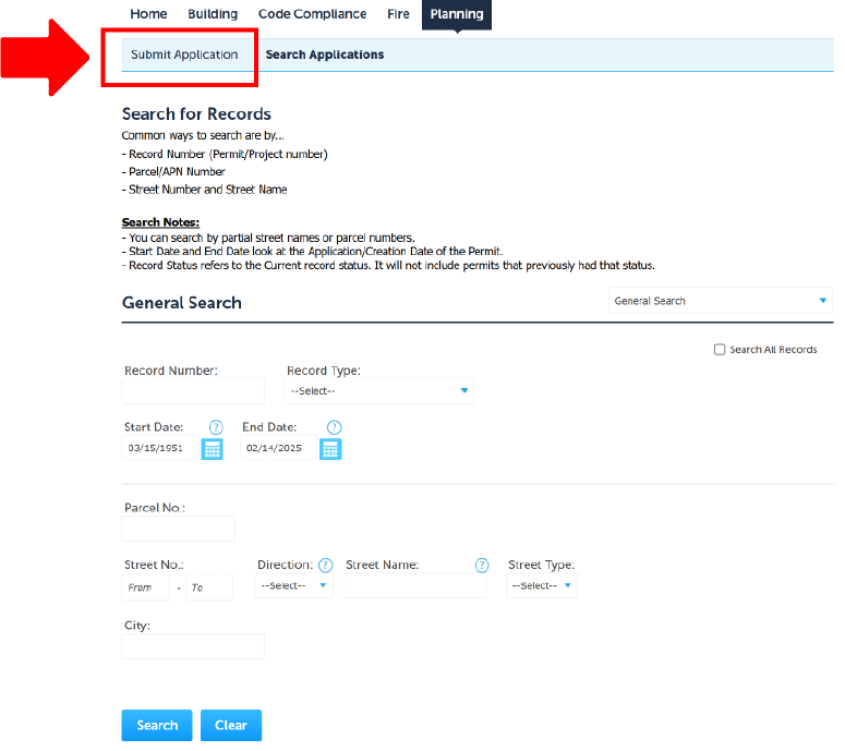 Submit a planning application on the Accela Citizen Access Portal