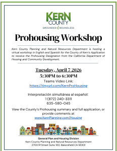 Kern Virtual Prohousing Workshop for April 7, 2026
