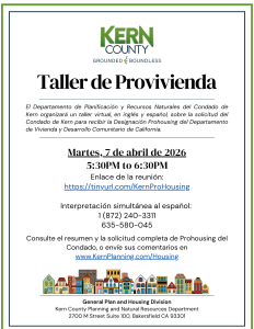 Kern Prohousing Flyer for Virtual Workshop on April 7, 2026